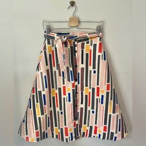 Anthropologie Hutch A-Line Geometric Button Skirt